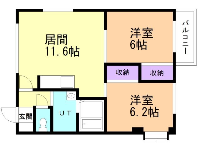 函館市白鳥町のアパートの間取り