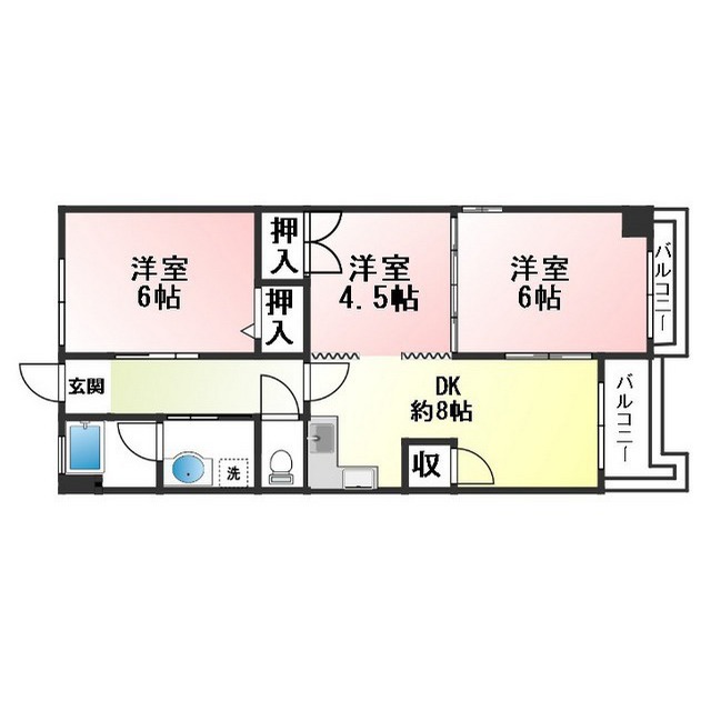 金華橋ハイツの間取り