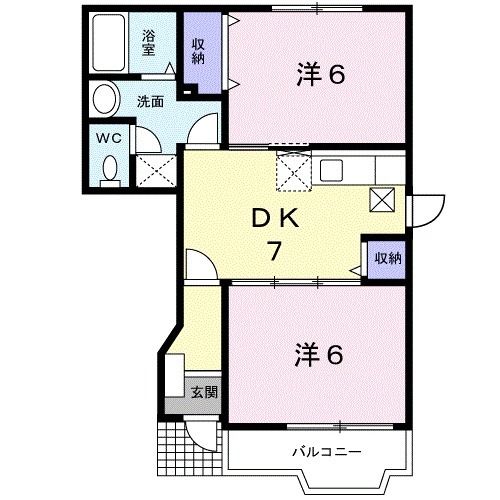 【岡山市北区大安寺中町のアパートの間取り】