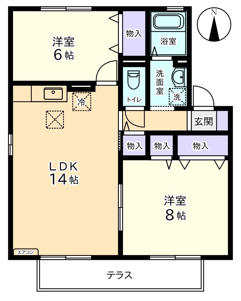 甲府市大里町のアパートの間取り