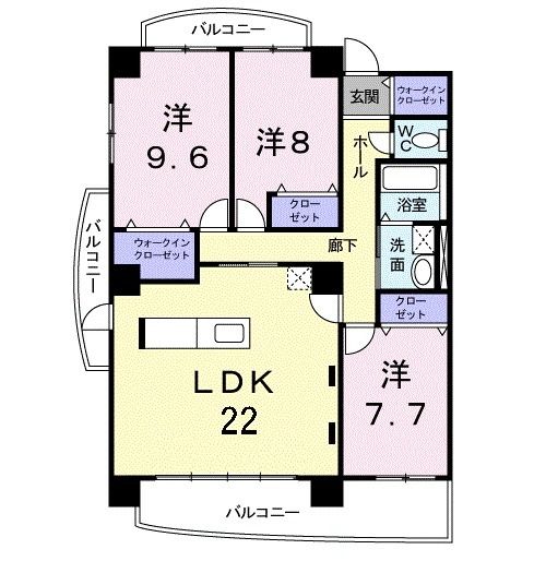 岐阜市東鶉のマンションの間取り