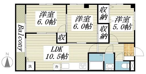 和歌山市松ケ丘のマンションの間取り