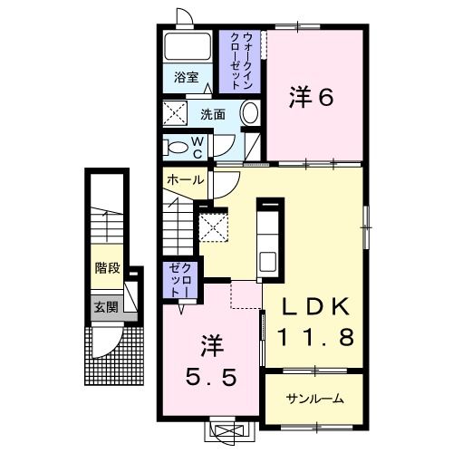 八戸市大字白銀町のアパートの間取り