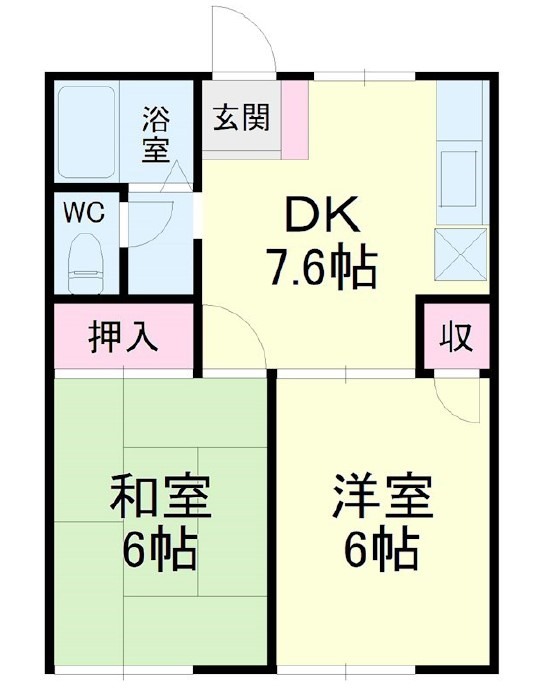 浜松市中央区雄踏町宇布見のアパートの間取り