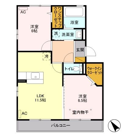 佐野市奈良渕町のアパートの間取り