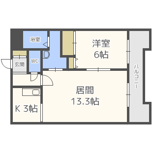 札幌市中央区北十四条西のマンションの間取り