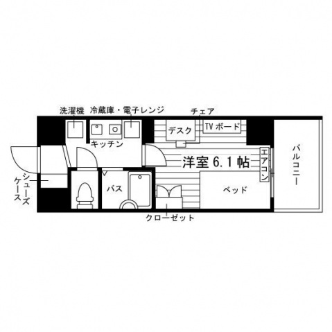 学生会館 スタジオM御所西[食事付き]の間取り