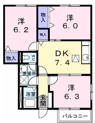 さいたま市岩槻区大字平林寺のアパートの間取り