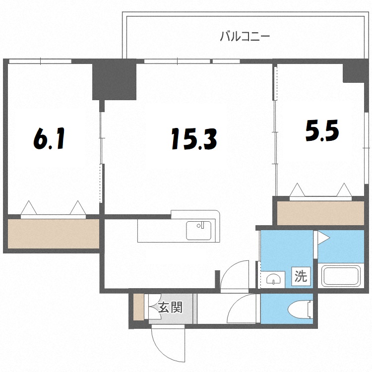 札幌市東区北六条東のマンションの間取り