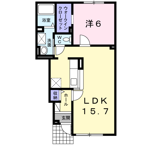 滝川市緑町6丁目1LDKアパートの間取り写真
