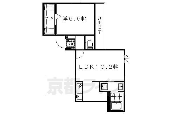 京都市北区紫竹東高縄町のマンションの間取り