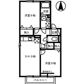 岡山市中区長岡のアパートの間取り