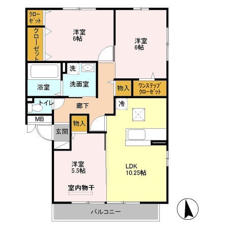 邑楽郡大泉町仙石のアパートの間取り