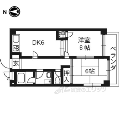 京都市伏見区深草直違橋２丁目のマンションの間取り