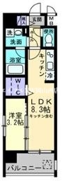 岡山市北区南中央町のマンションの間取り