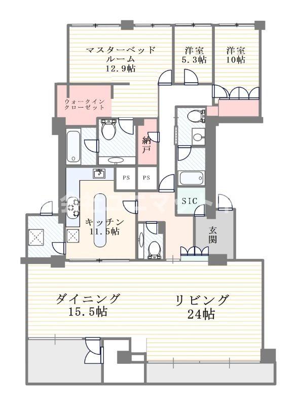 港区元赤坂のマンションの間取り