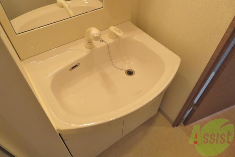 洗面設備　シャワー付洗面化粧台も付いてます。お風呂と別に付いてます