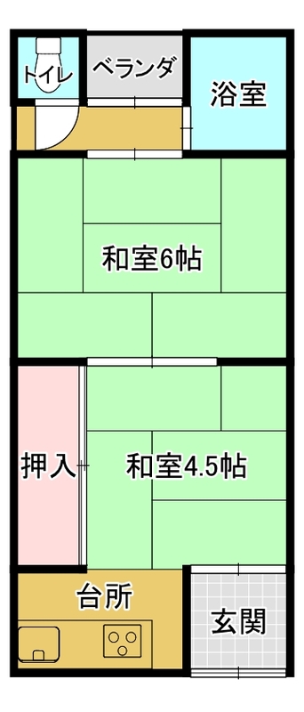 上野芝アパートA棟の間取り写真