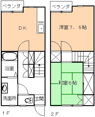 倉敷市児島赤崎のアパートの間取り