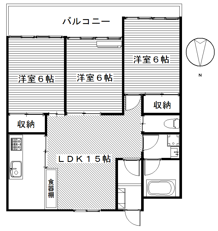 前橋市朝倉町のマンションの間取り