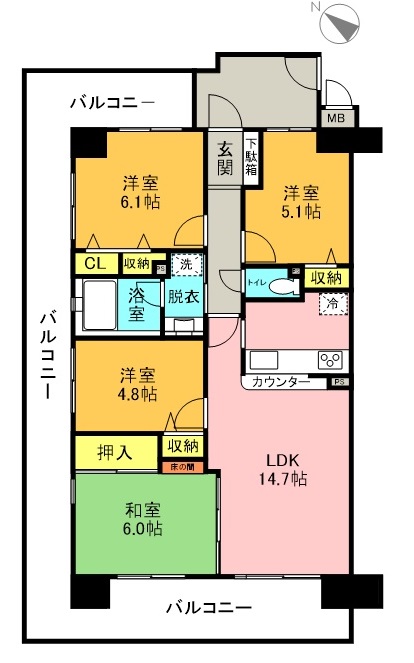 ユニハイム山崎2号棟の間取り