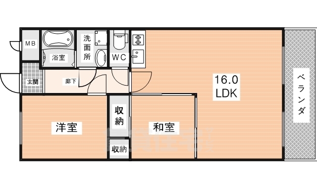 生駒市東菜畑のマンションの間取り