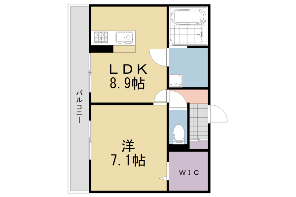 城陽市久世のアパートの間取り