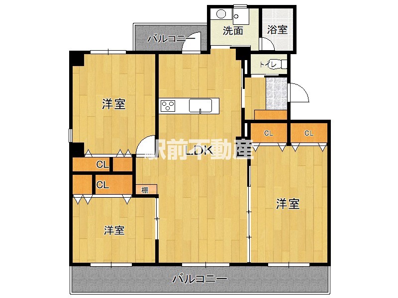 福岡市早良区西新のマンションの間取り