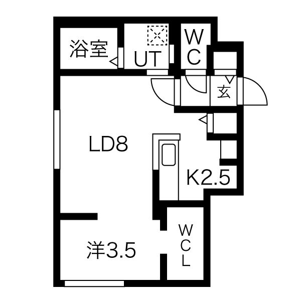 札幌市豊平区平岸二条のマンションの間取り