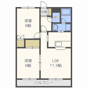 札幌市北区あいの里二条のアパートの間取り