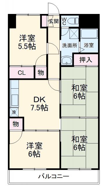 【流山市三輪野山のマンションの間取り】