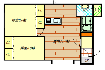 旭川市末広四条のアパートの間取り