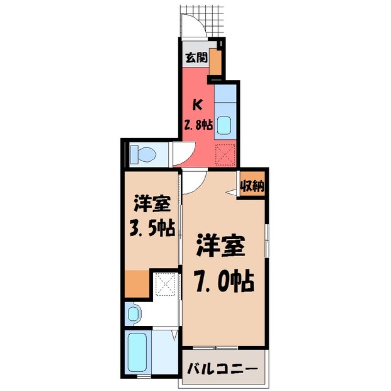 真岡市下大沼のアパートの間取り