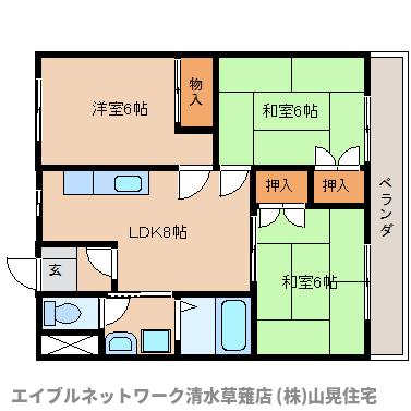 静岡市葵区瀬名中央のマンションの間取り