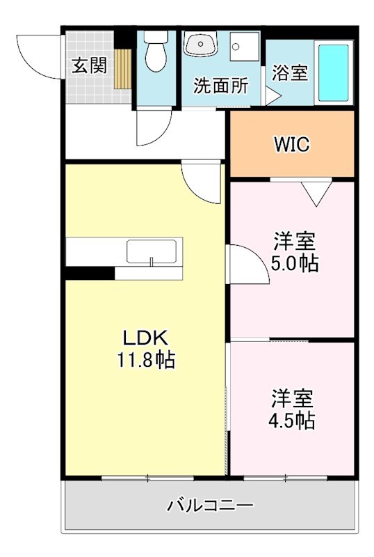 栗東市坊袋のマンションの間取り