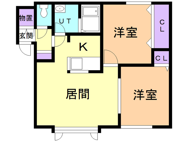 苫小牧市拓勇東町のアパートの間取り