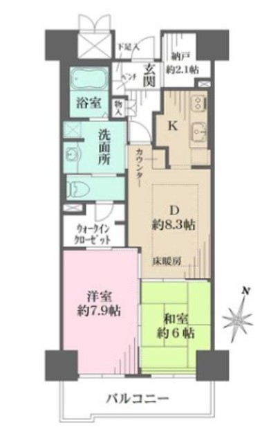 神戸市東灘区向洋町中のマンションの間取り