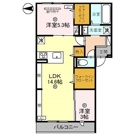 仮称D-room　新家2丁目の間取り