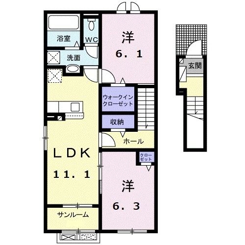 ローズ　ガーデン　大野　Ａの間取り