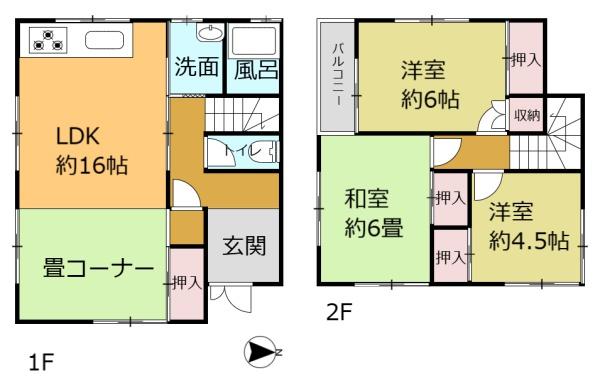 【大和高田市今里町　貸家の間取り】