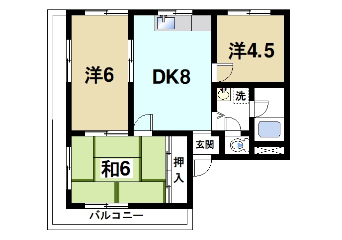 天理市田井庄町のマンションの間取り