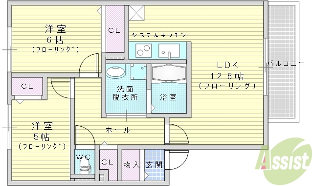 リュー・グロワールA棟の間取り