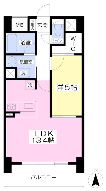 松山市中一万町のマンションの間取り