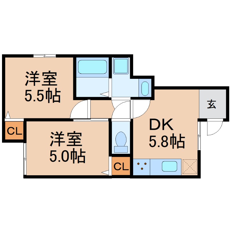 尼崎市杭瀬南新町のアパートの間取り