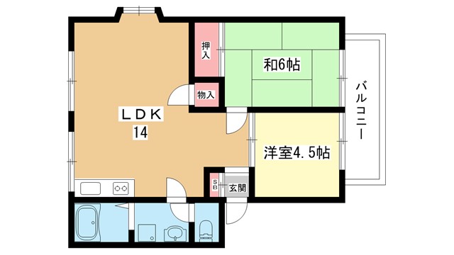 豊中市東豊中町のマンションの間取り