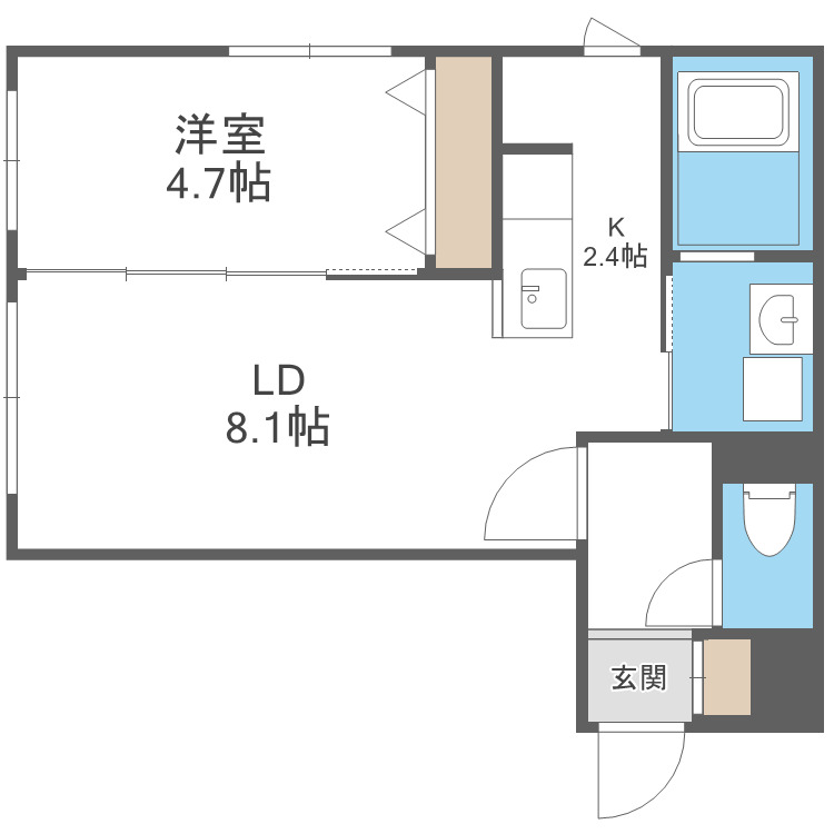 札幌市中央区北二条東のマンションの間取り