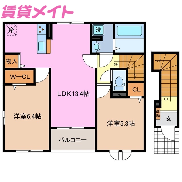 四日市市千代田町のアパートの間取り