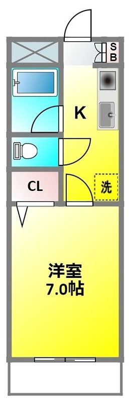 西武多摩川線 新小金井駅 徒歩4分 3階建 築24年の間取り写真