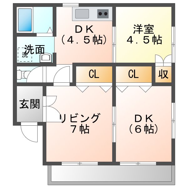 筑西市梶内のアパートの間取り