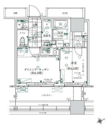 港区海岸のマンションの間取り